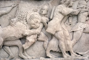 Combattimento fuori Troia, fregio dal Tesoro di Siphnos, c.525 a.C. (marmo)